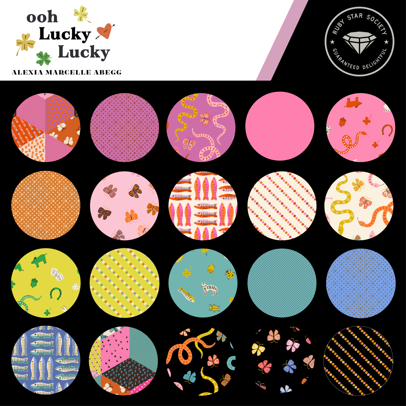 Baumwolle Patchwork -  Alexia Abegg - Ruby Star Society - Ooh Lucky Lucky - Moon and Stars Blenders Ditsy Stars Moons